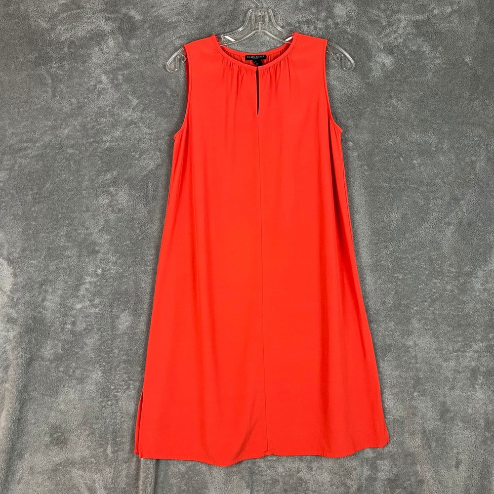 Eileen Fisher Shift Dress Womens PS Coral Vibrant Minimalist Sustainable